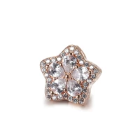 925 sterling silver rose gold sparkling snowflake pave pendant charm bracelet diy jewelry making for original pandora