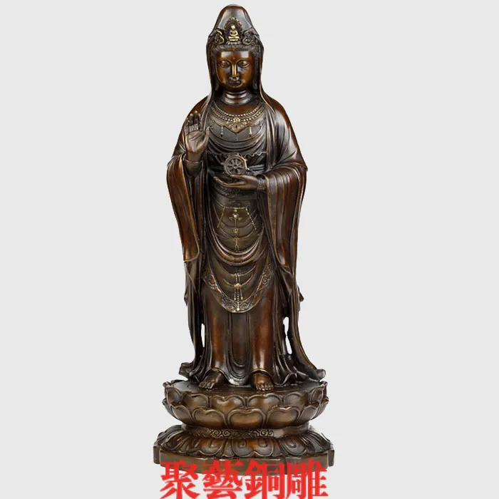 Бронзовая статуя медное колесо украшения Гуаньинь лотоса ремесла | Дом и сад