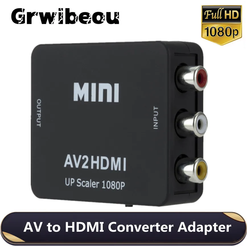 AV RCA CVBS to HDMI-compatible 1080P Video Converter MINI AV2HDMI Adapter Converter Box For HDTV Projector Set Top Box DVD