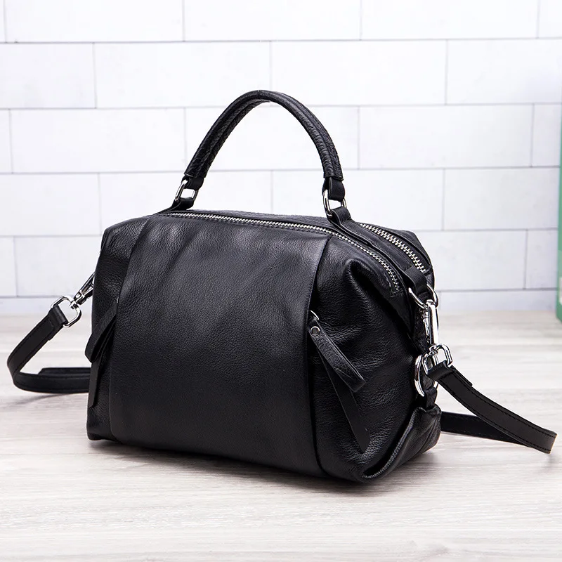 

100% Genuine Leather Women Handbag Fashion Top-Handle Boston Pillow Bag Soft Leather Female Shoulder Bag Women Crossbody Bag sac