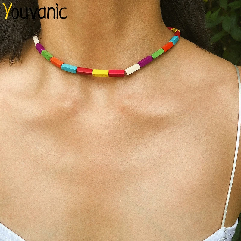 Женское колье чокер с натуральным камнем в этническом стиле|Колье| |