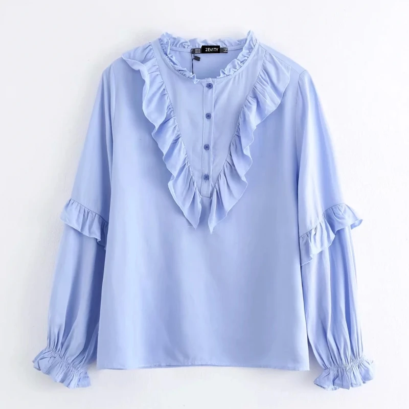 2020 Женская модная однотонная плиссированная Повседневная Блузка с круглым