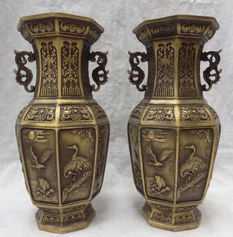 Бесплатная доставка &lt9 &quotКитайский Бронзовый Дракон Феникс Рыба Статуя журавля