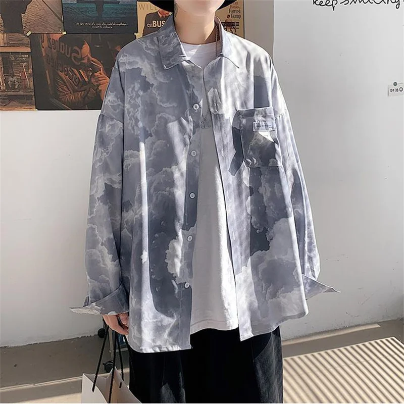 Рубашка с ярлыком Tie-dye для мужчин и женщин летняя рубашка в гонконгском стиле