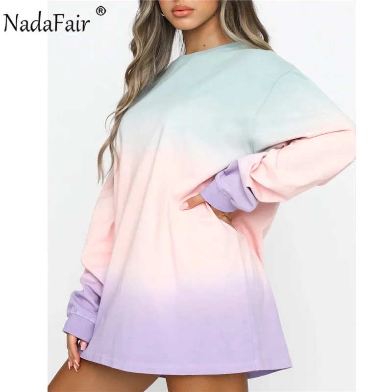 Nadafair мини платье футболка с галстуком краской 2020 Новая модная уличная одежда