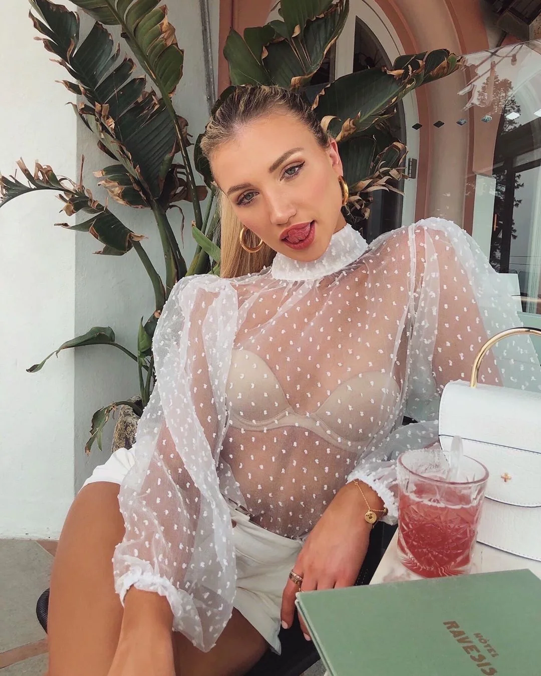 

Fashion Women Mesh Sheer Long Puff Sleeve Blouse Pullover Loose Jumper Tops Sexy Blouses Streetwear