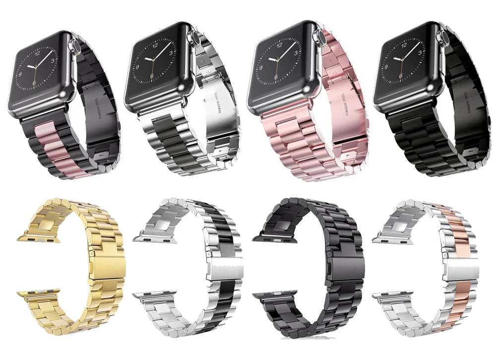 JANSIN роскошный ремешок из нержавеющей стали для Apple Watch 38 мм 40 мм 42 мм 44 мм бисер стиль ремешок для часов для iWatch серии 5 4 3 2 1
