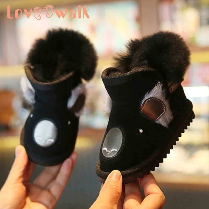 Женские нескользящие зимние ботинки Мультяшные Детские ботильоны меховые для