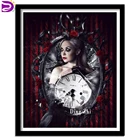 Женская зеркальная картина с часами 5D сделай сам, алмазная живопись, 3D Рисунок меланхоли, вышивка, Круглая Мозаика, набор алмазов, животные, ворона, Декор