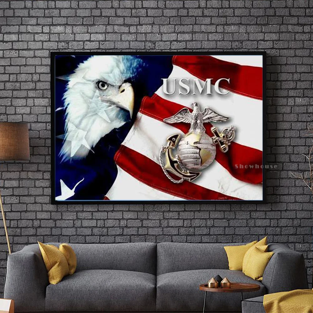 Алмазная картина USMC Eagle Алмазная Вышивка Американский флаг 5D DIY Полная квадратная дрель морской корпус значок мозаика вышивка крестиком Декор
