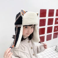 winter children warm thick faux wool bomber hat cute cartoon plush mask lei feng bonnet girl outdoor ski ear protection face cap