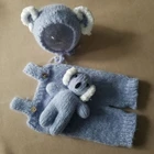 3 шт.компл. реквизит для фотосъемки новорожденных Костюм Вязаный комбинезон комбинезоны с шапочкой мягкие животные коала кукла игрушка детская одежда