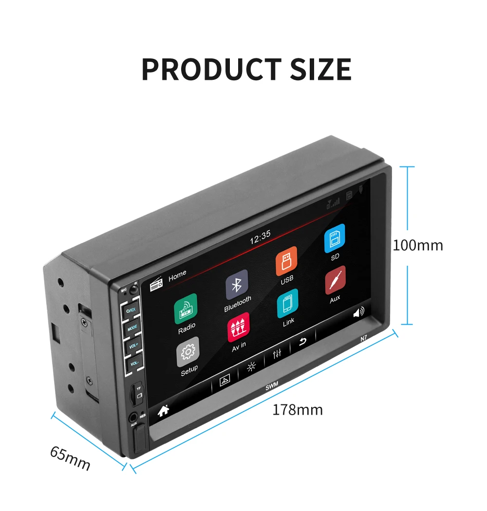 Автомобильный 2 Din USB радио Видео мультимедийный плеер " Mirror Link HD Универсальный авто стерео аудио WiFI Bluetooth EQ