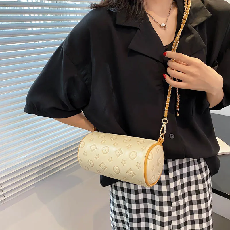 

Luxury Women's Bags 2021 New Printing Cylinder Armpit Bag Niche Designer High Quality PU Leather Single Shoulder Crossbody Bag
