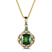 small emerald pendant necklace for women green crystal gemstone 18k gold color choker chain diamond jewelry bijoux birthday gift