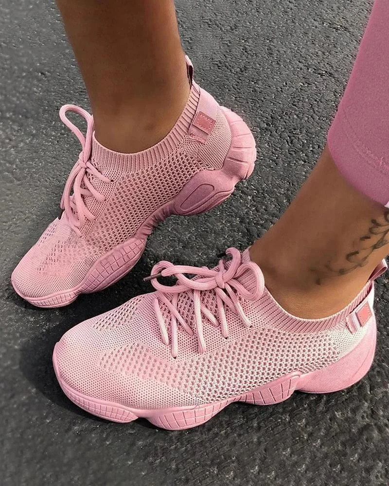 SIKETU/женские кроссовки Обувь для бега на шнуровке Модные трикотажные из сетчатого