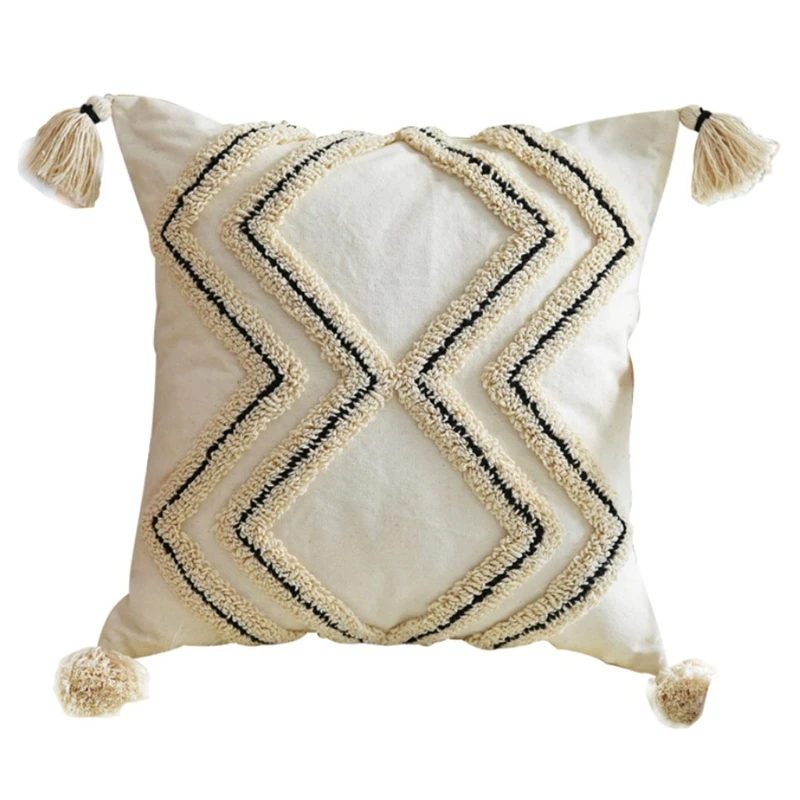 

Чехол для диванной подушки в скандинавском стиле в стиле бохо, тканый ворсовый Хлопковый чехол для подушки с геометрическим рисунком в поло...