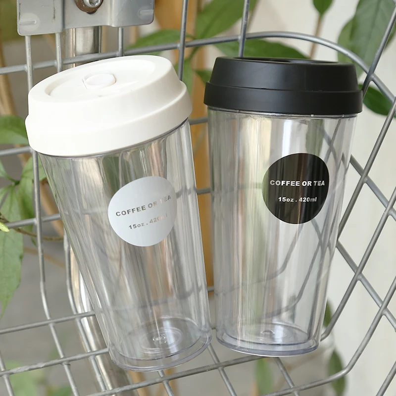 

Plastic Water Cups 420ML Tumbler BPA Free Drinking With Lids For Coffee Tea Water Mugs For Kitchenware Gift