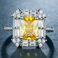 visisap luxury geometric yellow zircon rings for women dazzling anniversary party ring lady accessories fashion jewelry b1218