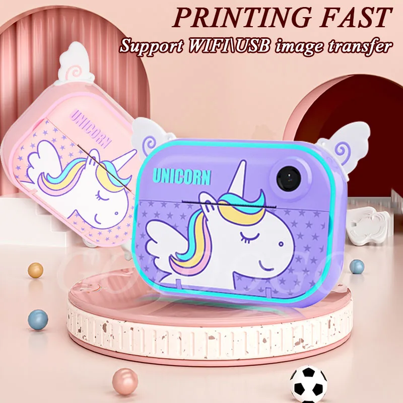 

Kids Digital Camera Toys Digital Printing HD 1200W Pixel Recording WI-FI Suport Front And Rear Dual Instant Child Camera Present