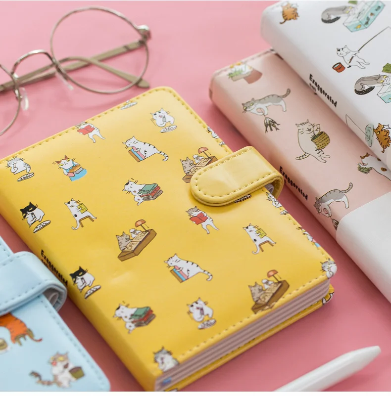 

2021 2022 Cute Cat Notebook Weekly Planner Leather Travel Diary Note Book Notitieboek Notepad Journal Supplies Stationery