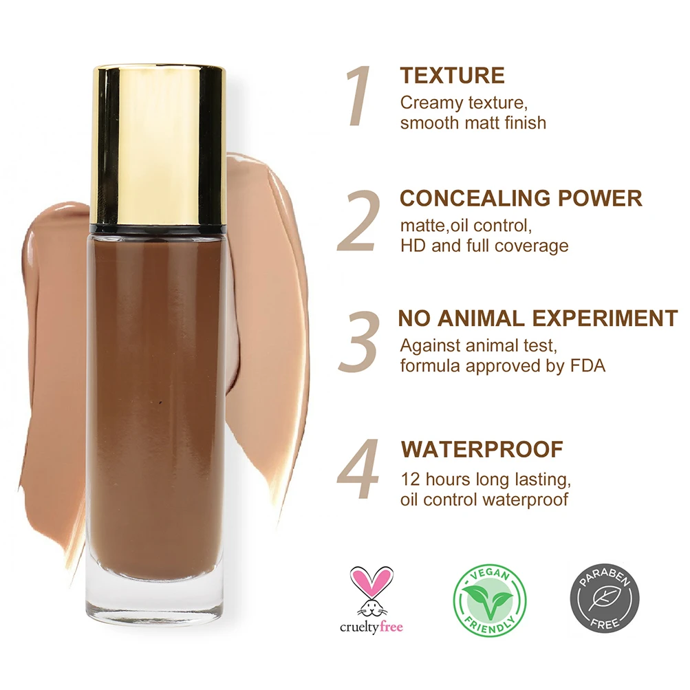 11 Colors Private Lable Liquid Foundation Moisturizing Concealer Brightening Makeup Lasting Waterproof BB Cream Custom 30ml