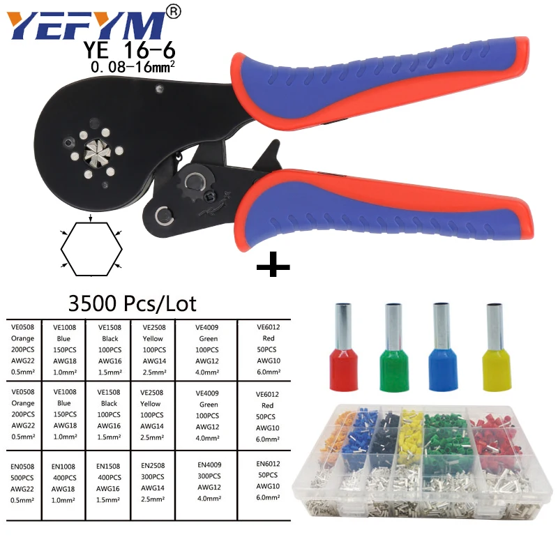 

Новые обжимные плоскогубцы Набор инструментов 0,08-16 мм2 саморегулирующиеся ручные щипцы инструменты провода электрические трубки Клеммы Ко...