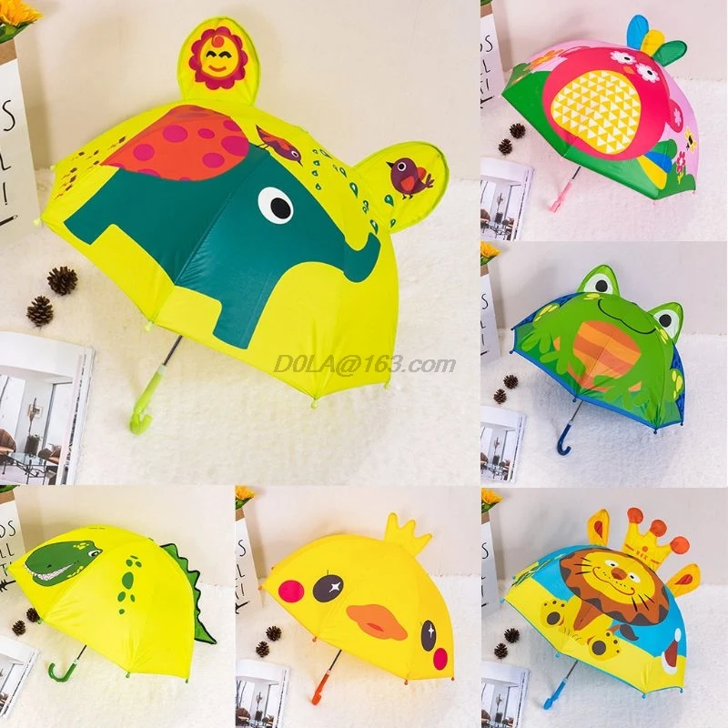 Детский зонтик для мальчиков и девочек мультяшный Зонт с ушками животных на заказ принцесса длинный