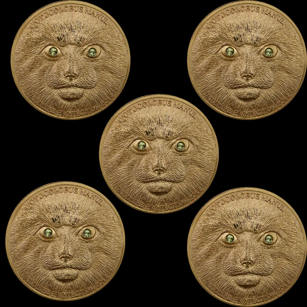 Красивая монета Монета с позолотой 24 к в виде животных изысканные поделки 5 штук
