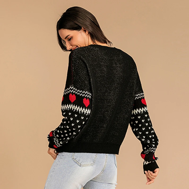 

Vintage Autumn Spring Knitted Pullovers for Women 2020 Printing Loose Female Sweaters o Neck Long Sleeve Casual Laides Jumpers
