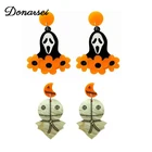 Donarsei Хэллоуин ужас Тыква робот Висячие серьги для женщин на Хэллоуин Косплей цветок призрак Висячие серьги для вечеринки