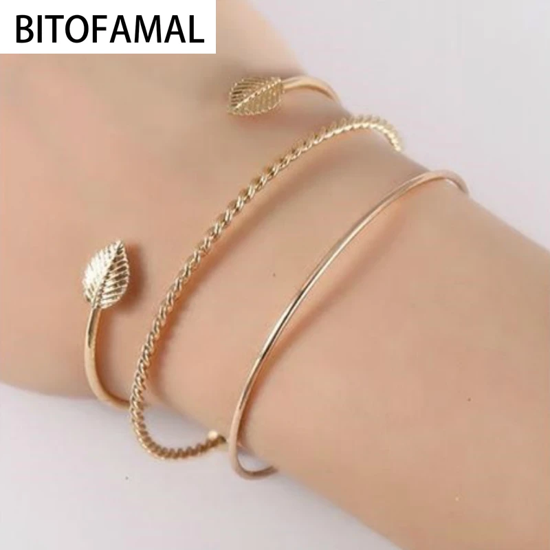 3 шт./компл. элегантные Геометрические браслеты из сплава с листьями хорошие