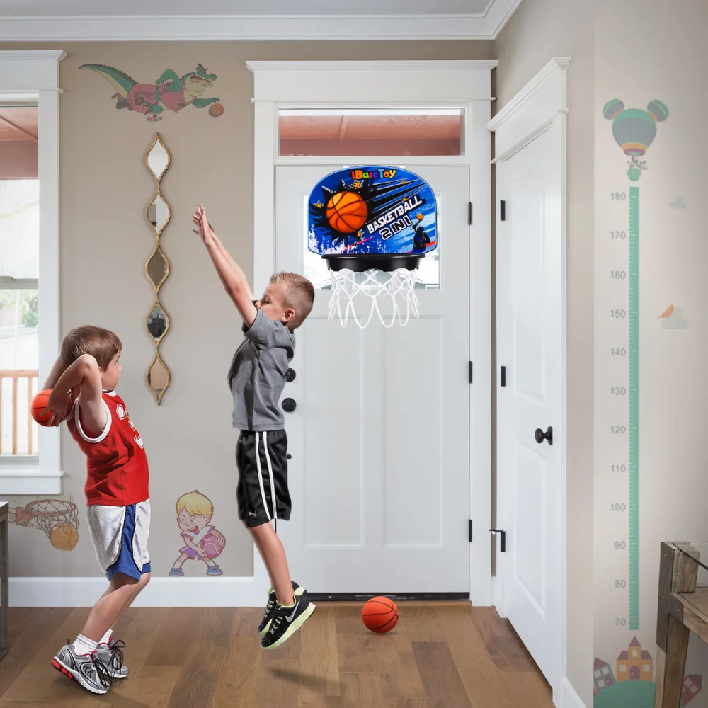 

iBaseToy Basketball Hoop with Laundry Hamper Bag Over the Door Household Kids Basketball Playset Backboard Basketball Net