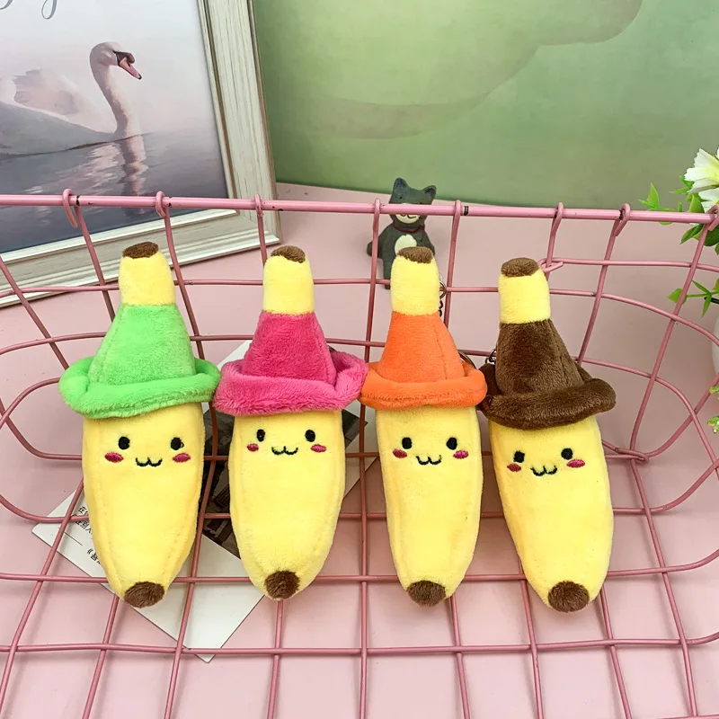 

Stylish Exquisite Cute banana with a hat pendant plush accessories couple dolls catching machine dolls color Soothing doll gift