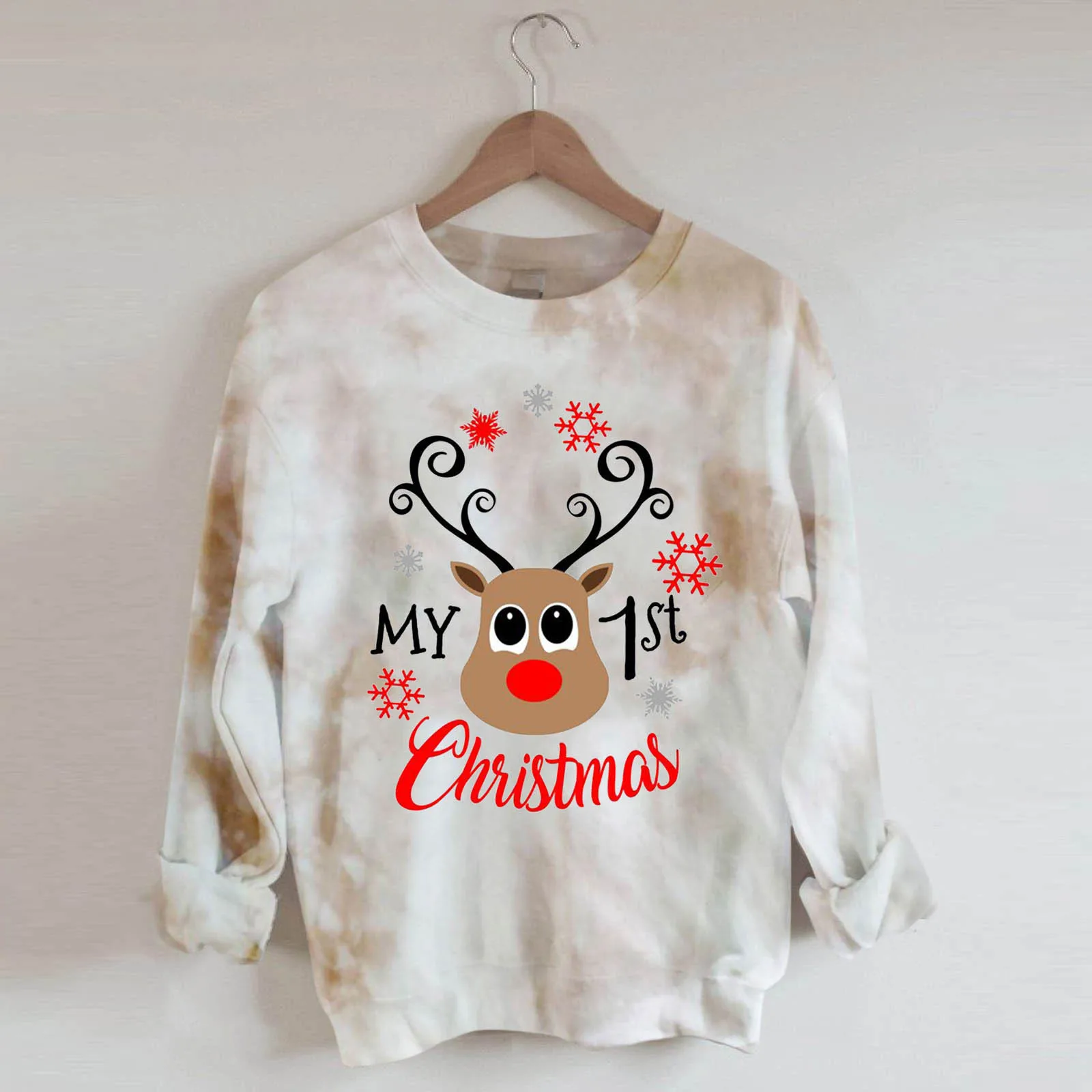 

Crewneck Sweatshirt Women My 1st Print Christmas Oversized Loose Harajuku Long Sleeve Thin Pullover Tops Spring Sudaderas 2021