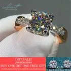 Inbeaut 100% серьги покрытые настоящим 18К розовым золотом, отличный крой 1 компьютерная томография D Цвет пройти алмаз Тесты Муассанит головы Коровы Кольцо вечерние украшения подарок