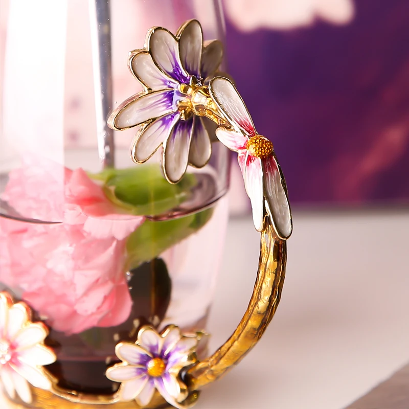 Творческий эмалированную кружку дома Кофе с украшением в виде кристаллов Стекло