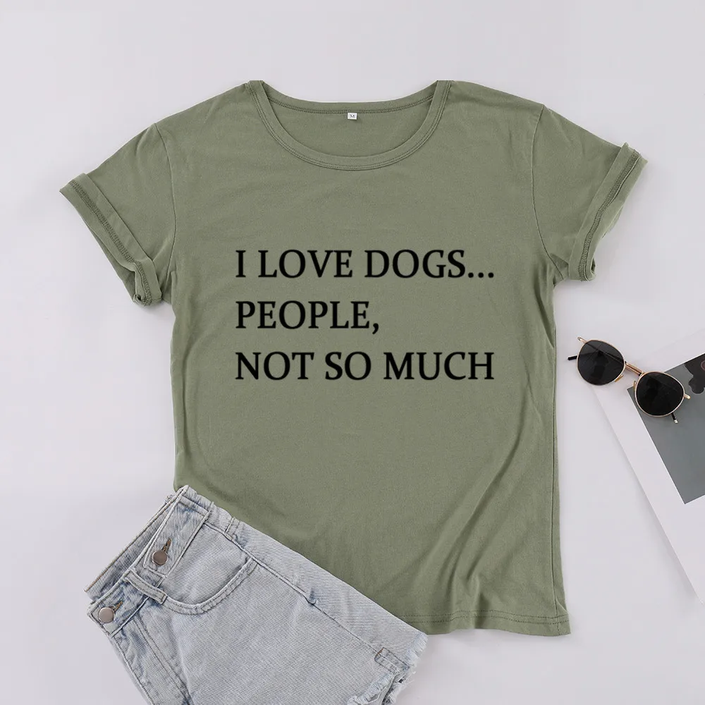

Я люблю собак люди не так много Harajuku футболка для мамы, женские хлопковые футболки забавная футболка с коротким рукавом и буквенным принтом,...