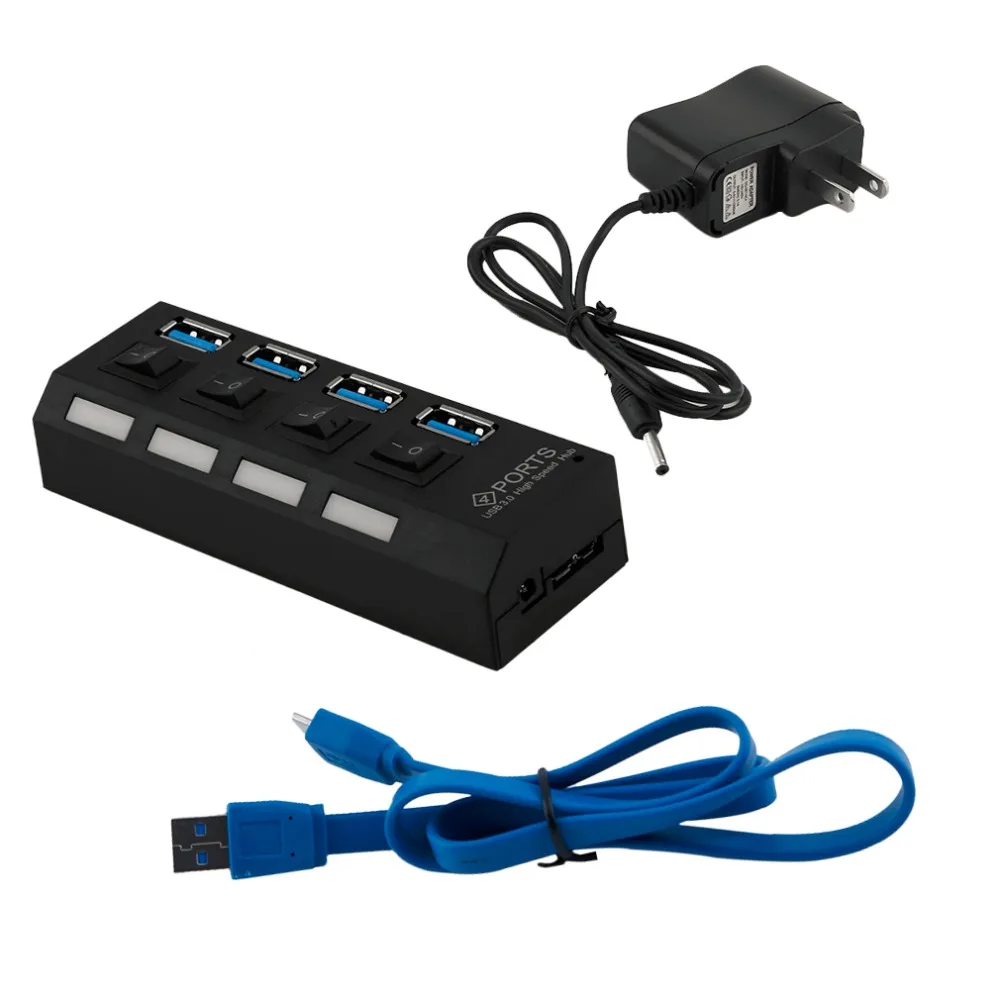 Профессиональный Plug and Play station 4 Порты и разъёмы USB 3,0 Hub ВКЛ/выкл кнопка& AC Мощность Кабель-адаптер для портативных ПК ЕС/США штекер