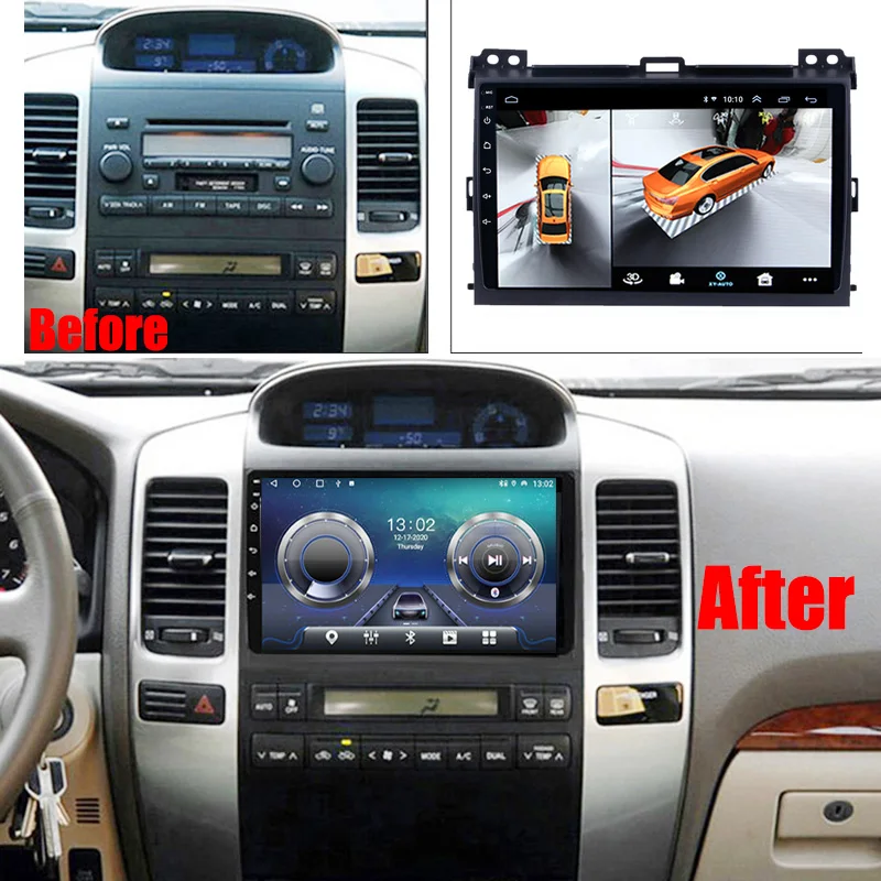 Car Audio Navigation Stereo Carplay DVR 360 Birdview Around 4G Android System For TOYOTA Prado LC120 2002~2009 Car Audio Navigation Stereo Carplay DVR 360 Birdview Around 4G Android System For TOYOTA Prado LC120 2002~2009