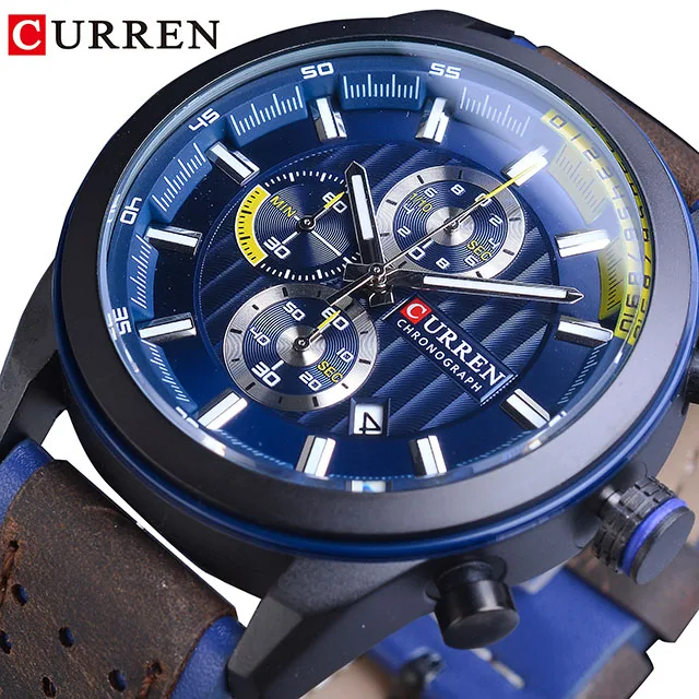 8292-7 CURREN часы мужские часы Красные спортивные гоночные кожаные мужские модные спортивные военные часы лучший бренд класса люкс водонепроницаемые кварцевые наручные часы - Цвет: 8292-7