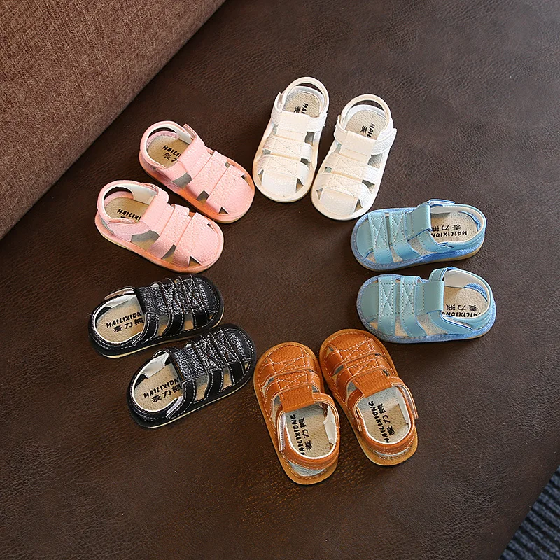 Обувь для маленьких мальчиков обувь девочек летние пляжные сандалии с закрытым