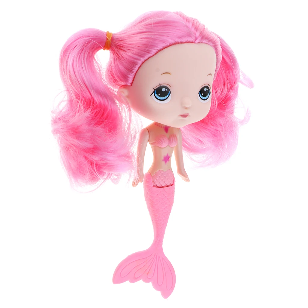 

17cm Cute Swimming Mermaid Doll with Pink Hair Bath Toys for Babies Kids