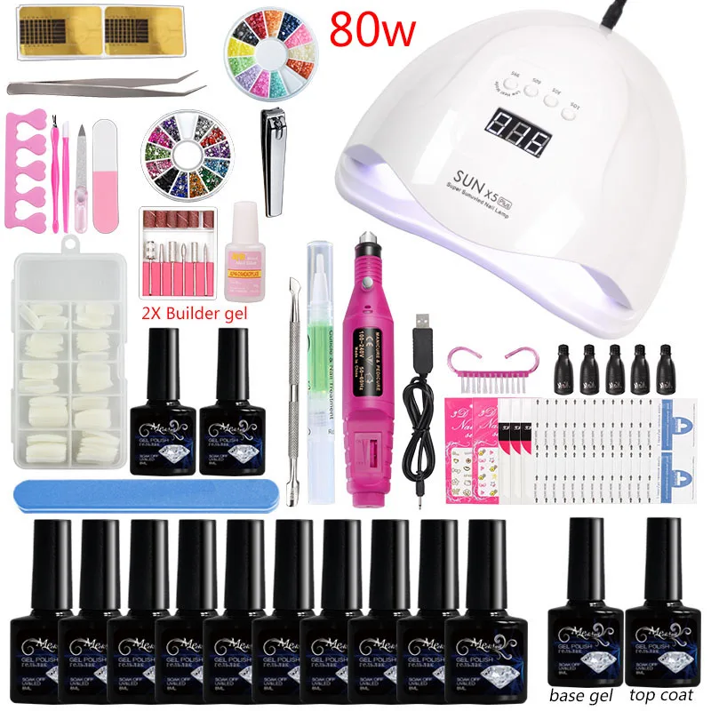 Прозрачный полигель для наращивания ногтей 10 цветной Гель лак Набор