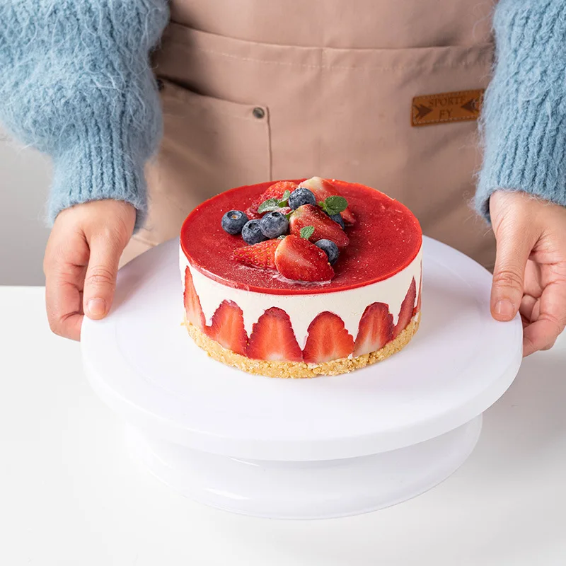 

10inch White Pastry Turntable Cake Decorating Tools 1pcs Round Rotating Cake Stand for Pastry Bag Pastry Socket Baking Supplies