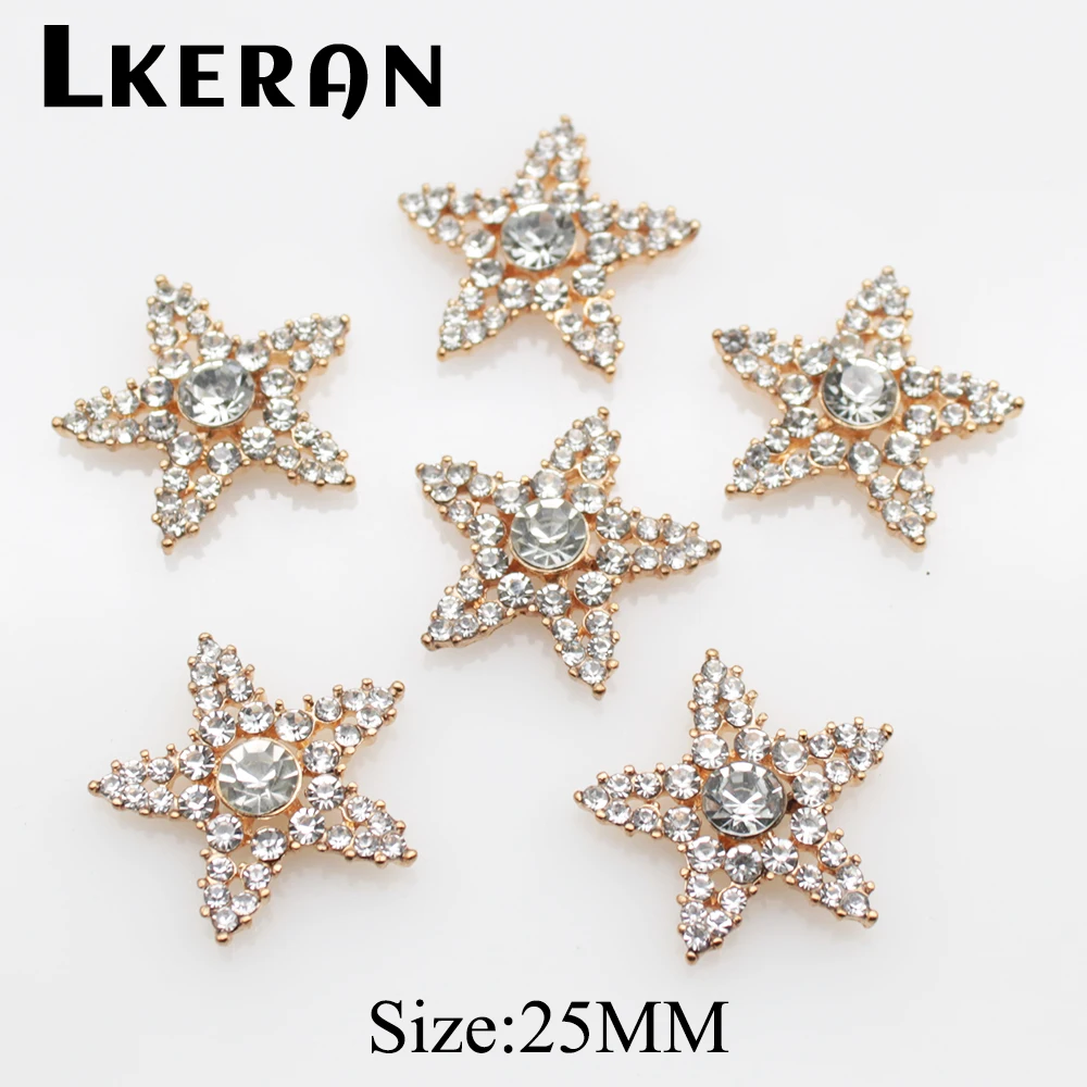 

Пуговицы LKERAN 25 мм, 10 шт., стразы в виде морской звезды, пуговицы с кристаллами для украшения, сделай сам, золотые металлические швейные декора...