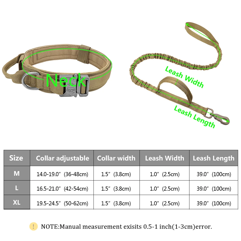 

Military Tactical Dog Collar and Leash Working Pet Collar Large Dogs Traning Collar Elastic Bungee Leash For German Shepherd