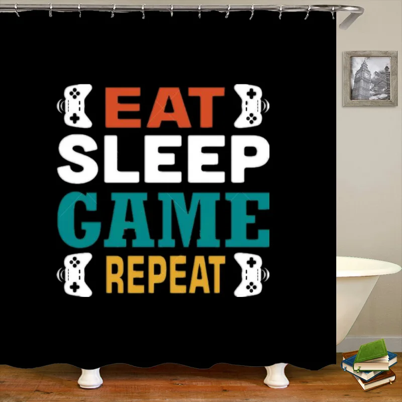 Занавески для душа Eat Sleep Game Repeat прикольные занавески геймеров игровые ванной