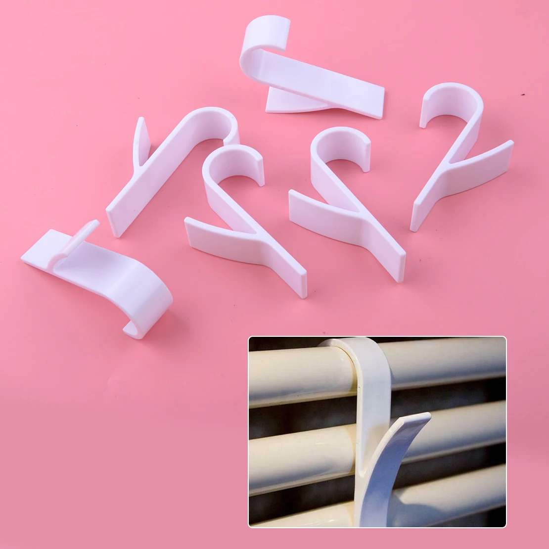 

LETAOSK 6PCS White High Quality Clothes Hanger for Heated Towel Rail Radiator Tubular Bath Holder Hook