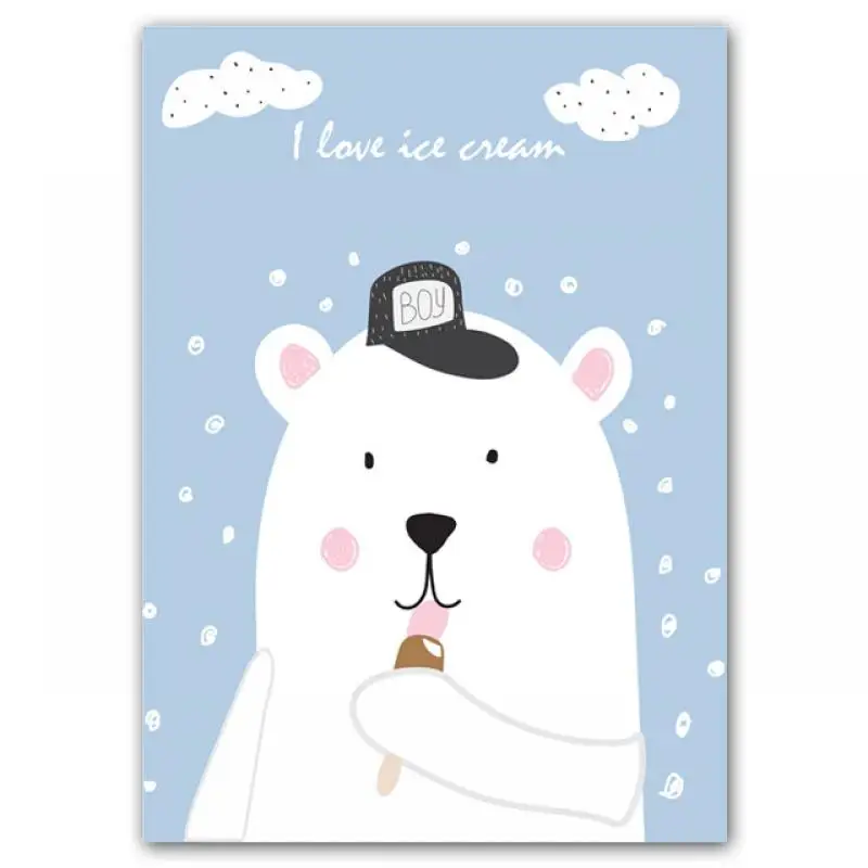 

Wall Art Canvas Painting Cartoon Animal Poster Elephant Rabbit Bear Panda Sheep Baby Nordic Posters Prints Nursery Home Decor